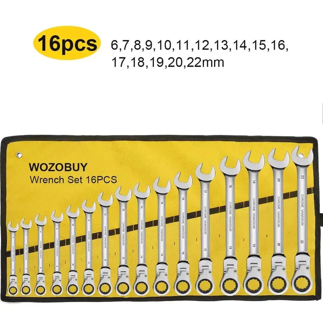 16pcs Ratcheting Combination Wrench Set 6-23mm