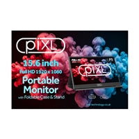 piXL PM156C 15.6 Inch 60Hz Full HD IPS Widescreen Portable Monitor with USB-C, Mini HDMI & Speakers with Foldable Case & Stand