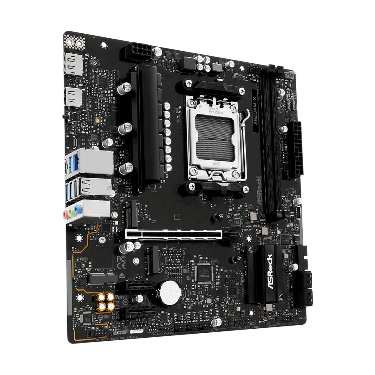 ASRock A620AM-X AMD Socket AM5 Motherboard, 2x DDR5 Slots, 2x M.2 Socket, 2.5GbE LAN, 1x HDMI Port / 1x Display Port