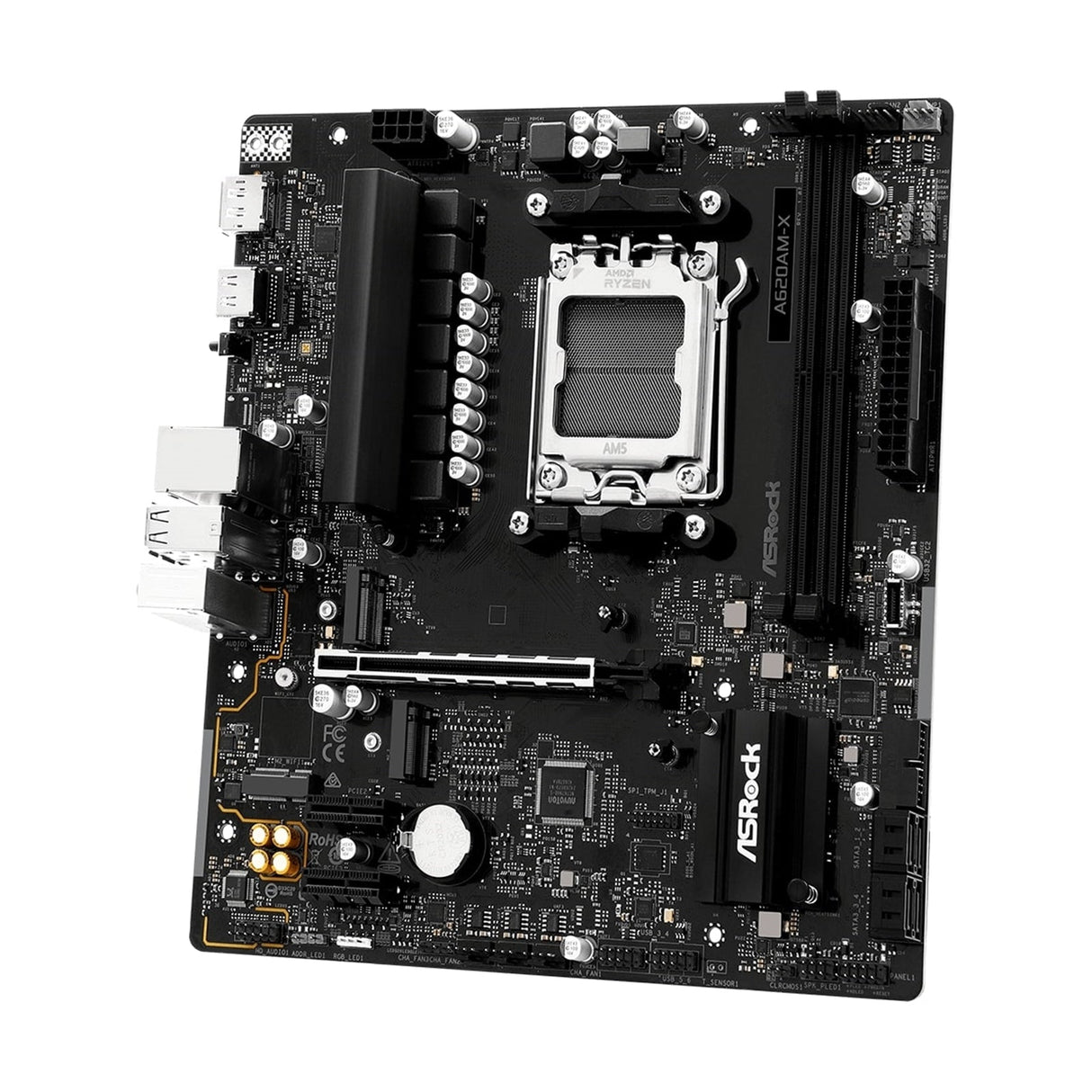 ASRock A620AM-X AMD Socket AM5 Motherboard, 2x DDR5 Slots, 2x M.2 Socket, 2.5GbE LAN, 1x HDMI Port / 1x Display Port