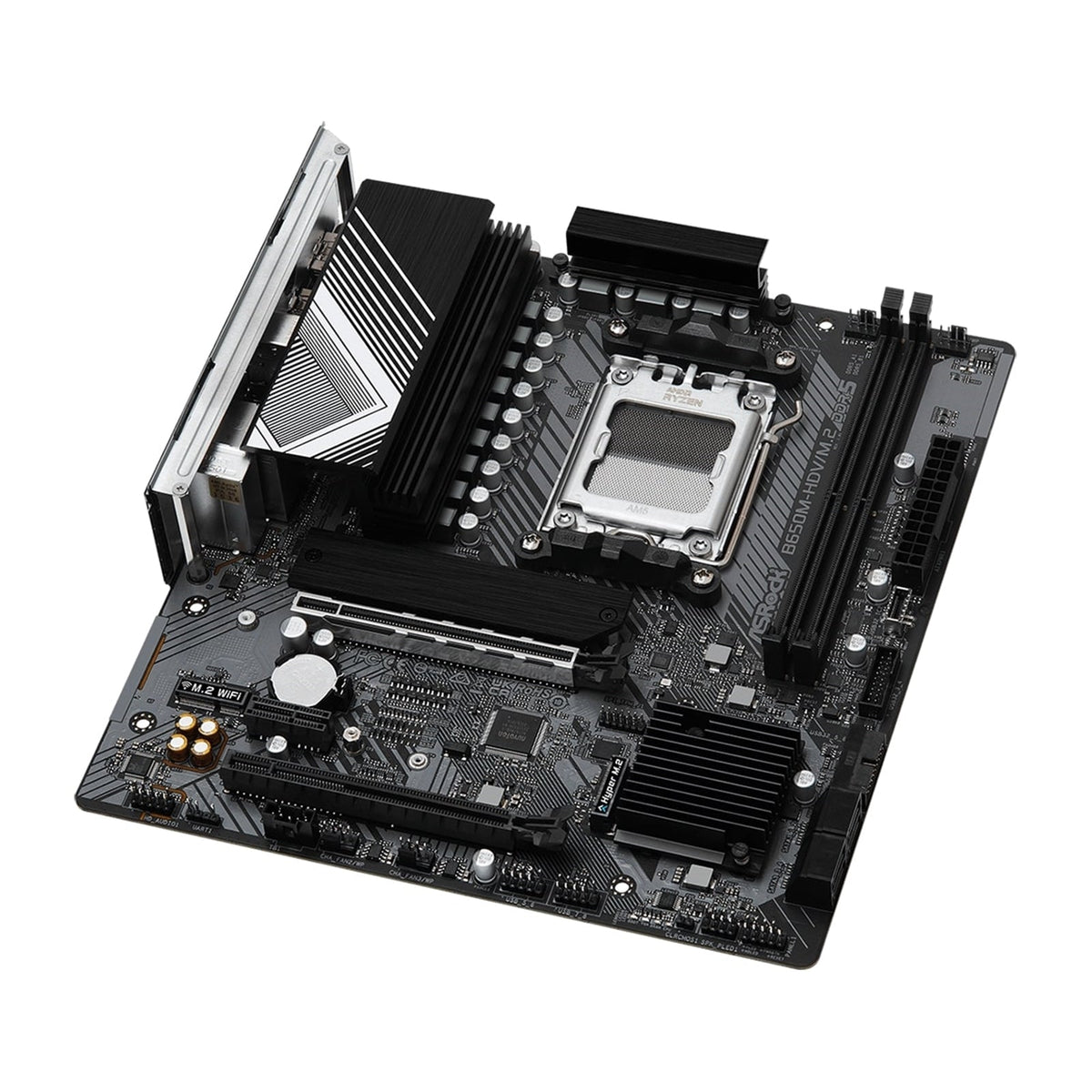 ASRock B650M-HDV/M.2 AMD AM5 Socket Motherboard, Micro-ATX, 2x DDR5 Slots, 2x M.2 Sockets, Fitted I/O Shield, 2.5GbE LAN, 1x DisplayPort / 1x HDMI Port