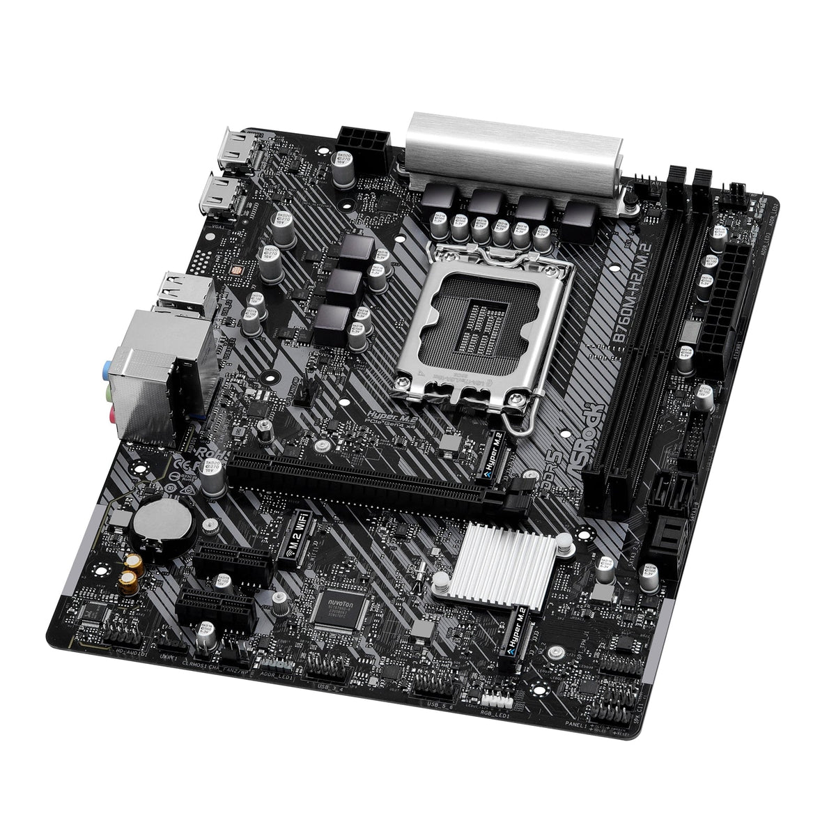 ASRock B760M-H2/M.2 Intel 1700 Socket Motherboard, Micro-ATX, 2x DDR5 Slots, 2x M.2 Socket, 2.5GbE LAN, 2x HDMI Port
