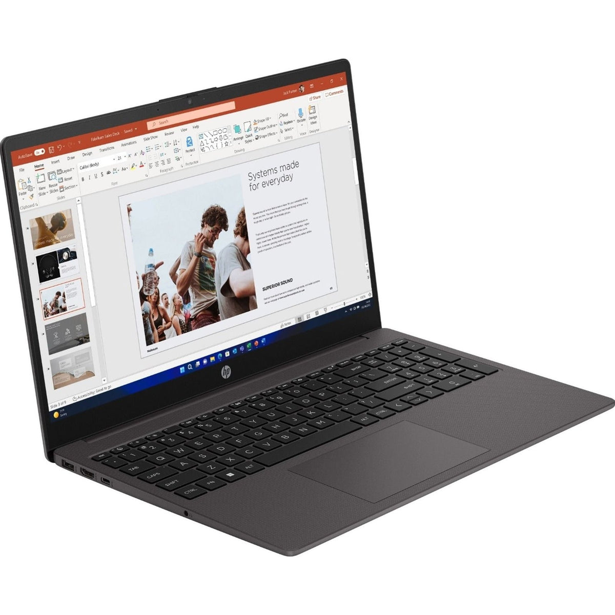 HP 255 G10 AK9U8AT#ABU Laptop, 15.6 Inch Full HD 1080p Screen, AMD Ryzen 5 7530U, 8GB RAM, 256GB SSD, Windows 11 Home