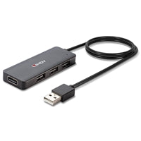 LINDY 42986 4 Port USB Hub, 4 x USB 2.0 Type-A (F) Ports, Supports Data Transfer Rates of up to 480 Mbps, Plug and Play Installation, USB Bus-Powered with DC Socket for External Power Supply