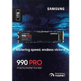 Samsung 990 PRO(MZ-V9P1T0BW) 1TB NVMe SSD, PCIe Gen4, M.2 Interface, 2280, Read 7450 MB/s, Write 6900 MB/s, 5 Year Warranty