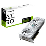 Gigabyte NVIDIA GeForce RTX 5070 AERO OC 12GB GDDR7 Graphics Card, 6144 CUDA Cores, 2625 MHz Core Clock, Triple Fan, White, RGB, 3x DisplayPorts / 1x HDMI Port
