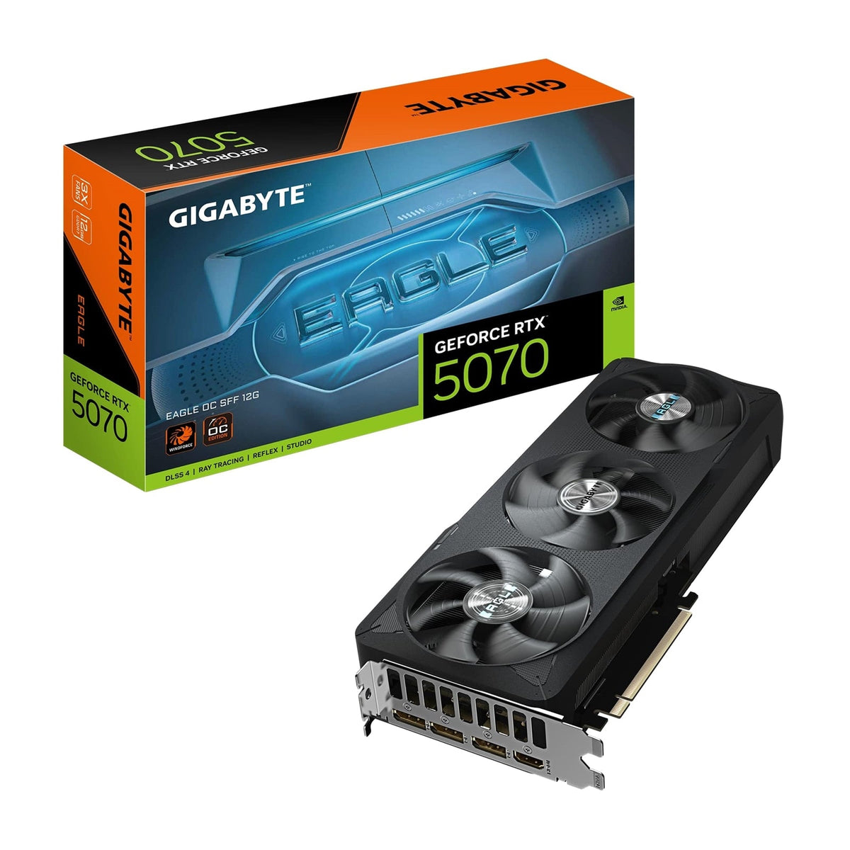 Gigabyte NVIDIA GeForce RTX 5070 EAGLE OC SFF 12GB GDDR7 Graphics Card, 6144 CUDA Cores, 2587 MHz Core Clock, Triple Fan, 3x DisplayPorts / 1x HDMI Port