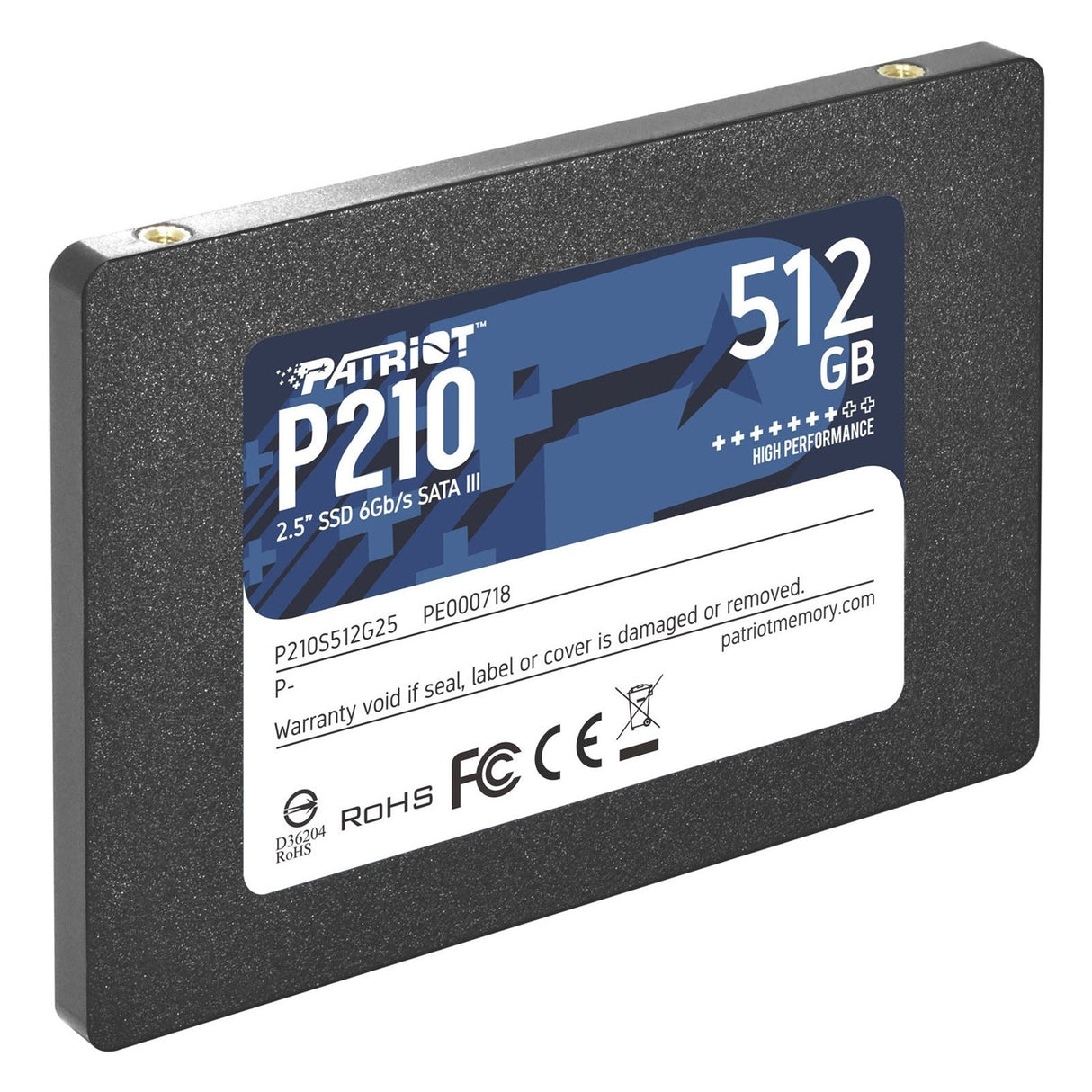 Patriot P210 (P210S512G25) 512GB 2.5 Inch SSD, Sata 3 Interface, Read 520MB/s, Write 430MB/s, 3 Year Warranty
